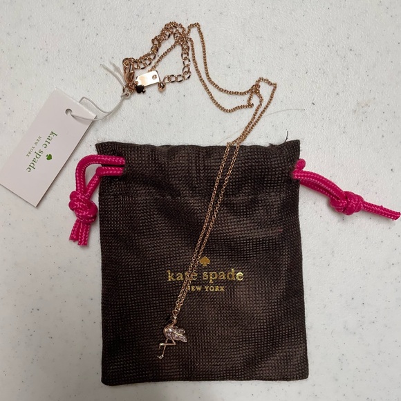 Kate Spade Flamenco Flamingo Crystal Rose Gold Necklace - Picture 4 of 6